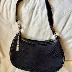 Coach Black Shoulder Bag with Silver Accents